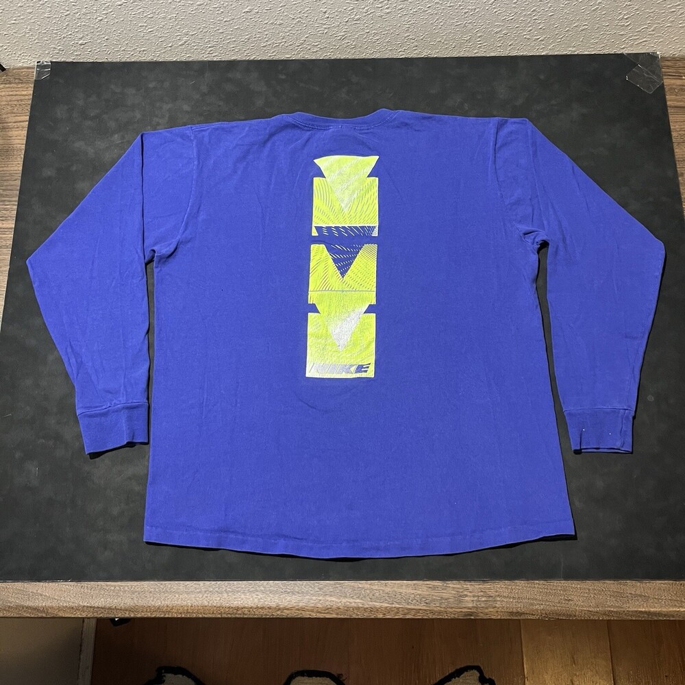 Nike Faded Purple Vintage 80s USA Agassi Single Stitch Long Sleeve Neon Crewneck